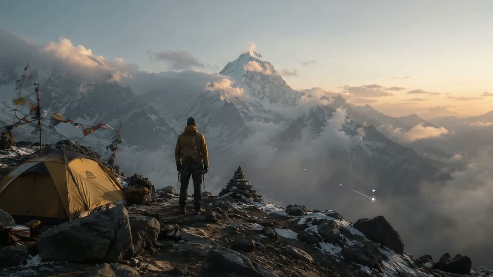 Orizzonte di montagna all’alba, ultimo tratto verso la vetta